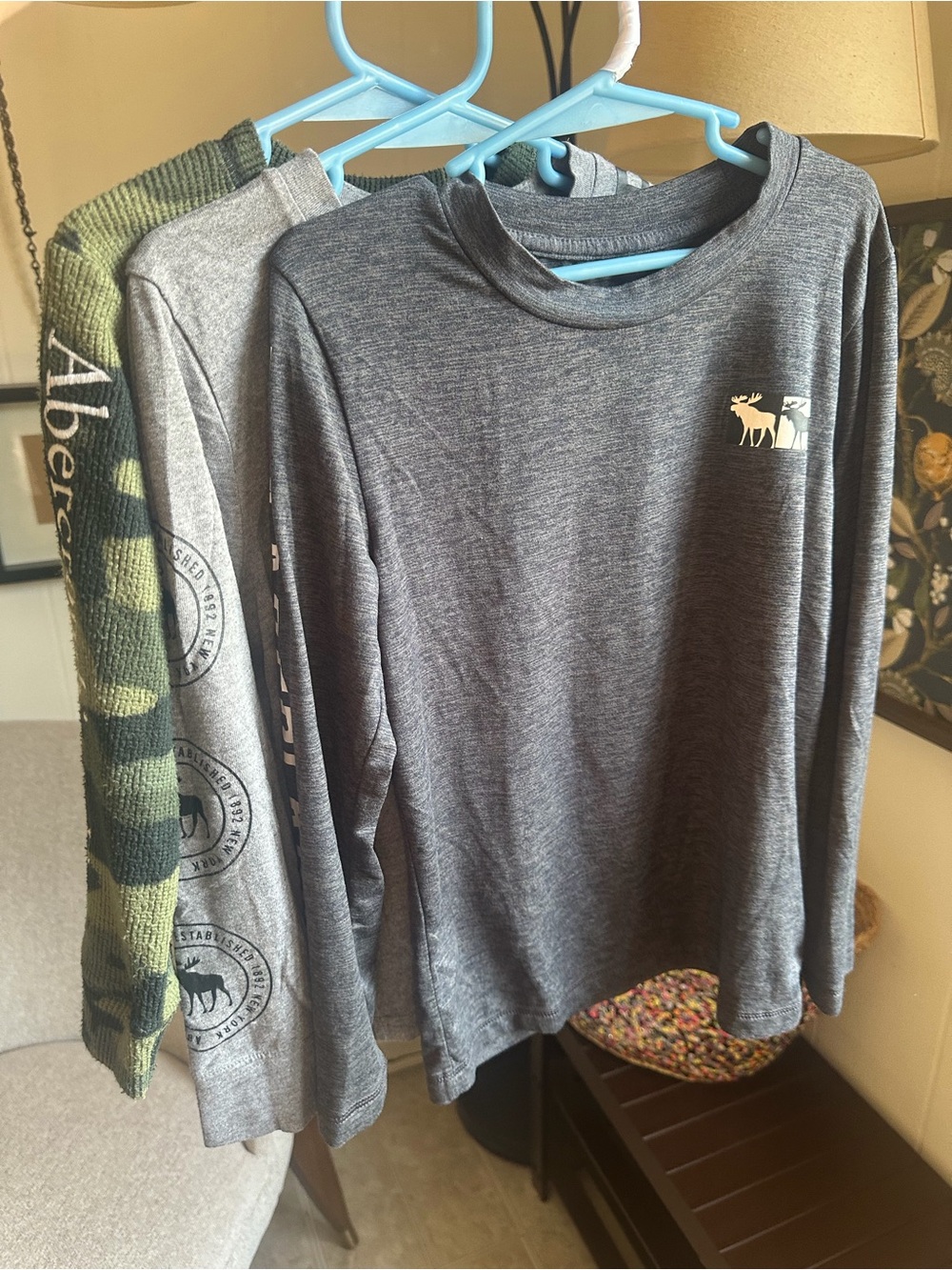 Abercrombie & Fitch kids Long Sleeve Heather Gray Performance Tee